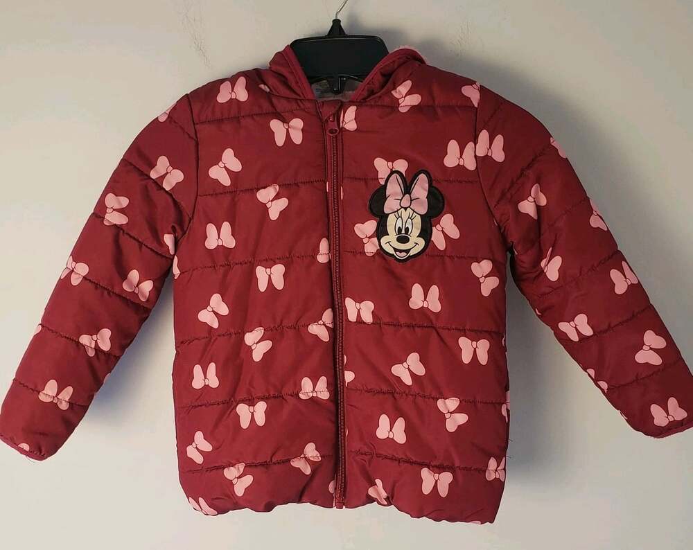 Minnie Mouse Winter Jacket hooded jacket Disney Emblem -girls size 6 -  Adorable